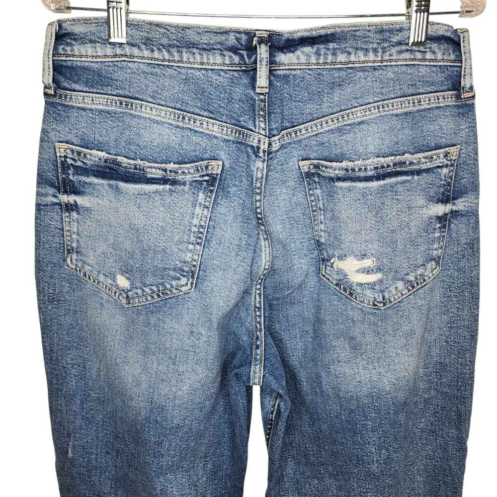 Arizona Jean Co Highest Rise Straight Leg Studded Distressed Jeans Blue Women 12